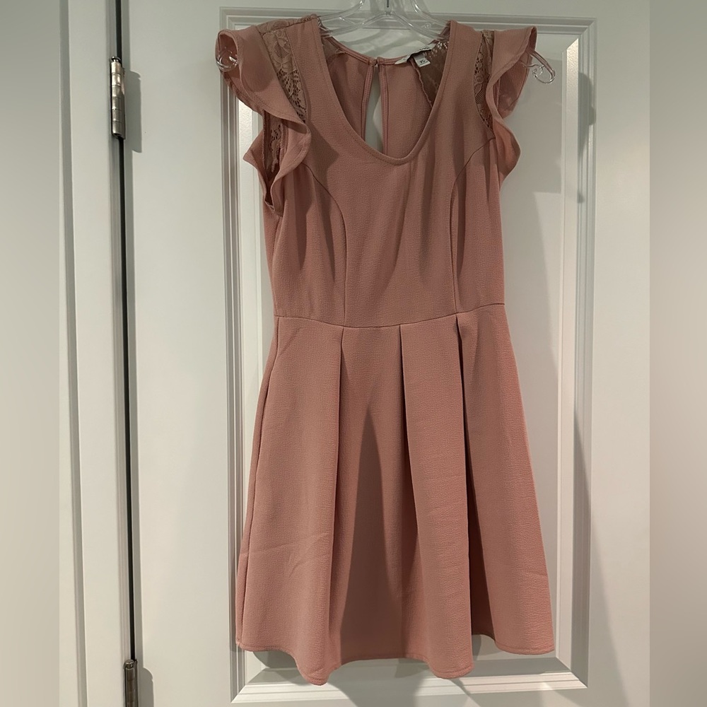 Speechless Blush Pink Dress with Ruffle and Lace Accents Size XS